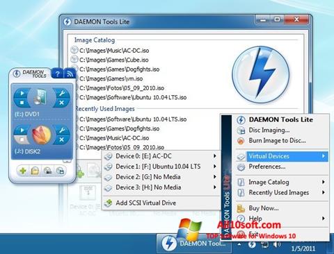 Στιγμιότυπο οθόνης DAEMON Tools Lite Windows 10