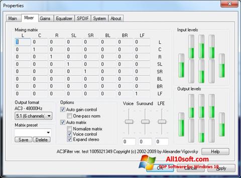 Στιγμιότυπο οθόνης AC3Filter Windows 10