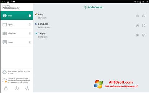 Στιγμιότυπο οθόνης Kaspersky Password Manager Windows 10