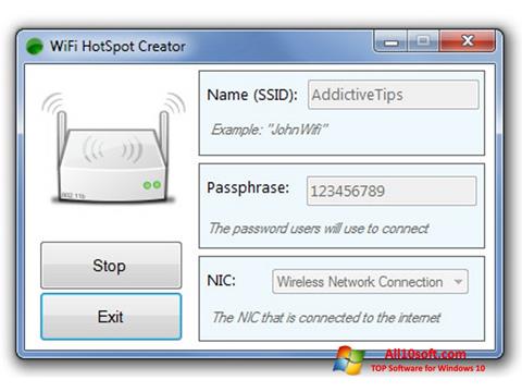Στιγμιότυπο οθόνης Wi-Fi HotSpot Creator Windows 10