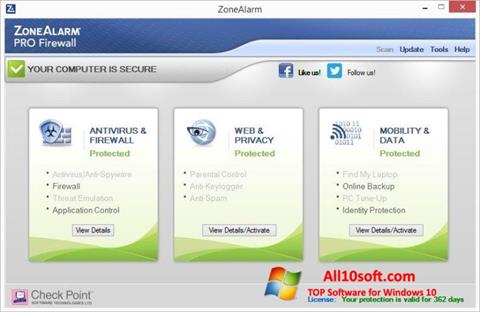 Στιγμιότυπο οθόνης ZoneAlarm Pro Windows 10
