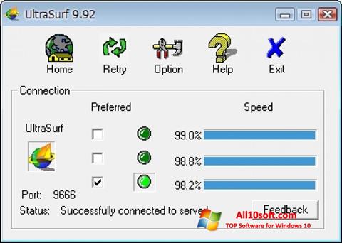 Στιγμιότυπο οθόνης UltraSurf Windows 10