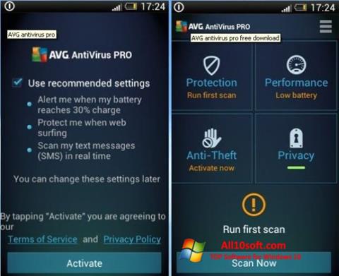 Στιγμιότυπο οθόνης AVG AntiVirus Pro Windows 10