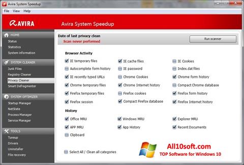 Στιγμιότυπο οθόνης Avira System Speedup Windows 10
