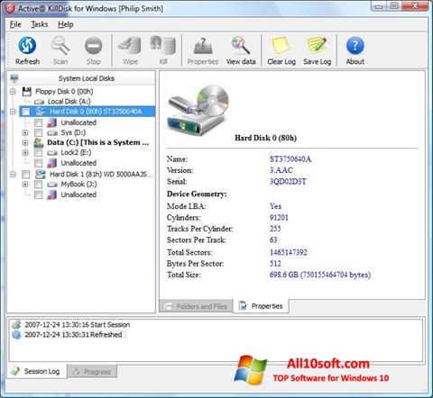Στιγμιότυπο οθόνης Active KillDisk Windows 10