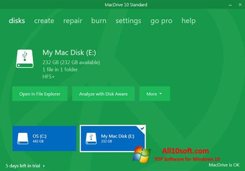 Στιγμιότυπο οθόνης MacDrive Windows 10