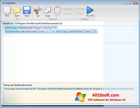 Στιγμιότυπο οθόνης Small Basic Windows 10