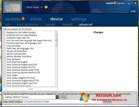 Στιγμιότυπο οθόνης Garmin Express Windows 10