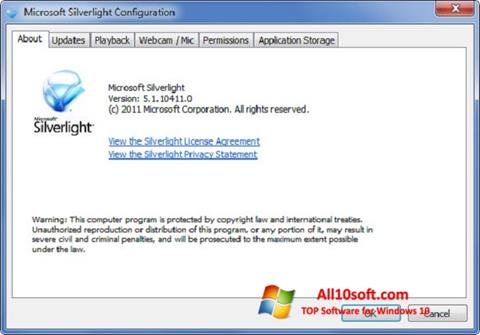 Στιγμιότυπο οθόνης Microsoft Silverlight Windows 10