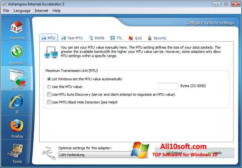 Στιγμιότυπο οθόνης Ashampoo Internet Accelerator Windows 10