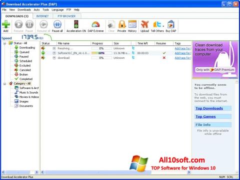 Στιγμιότυπο οθόνης Download Accelerator Plus Windows 10