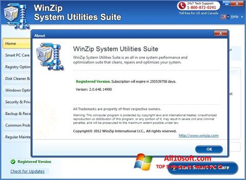 Στιγμιότυπο οθόνης WinZip System Utilities Suite Windows 10