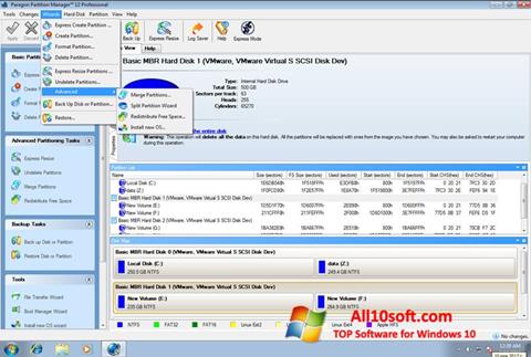Στιγμιότυπο οθόνης Paragon Partition Manager Windows 10