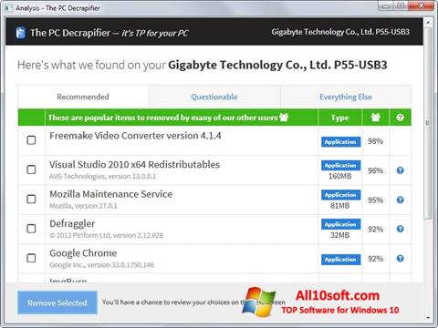 Στιγμιότυπο οθόνης PC Decrapifier Windows 10