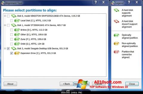 Στιγμιότυπο οθόνης Paragon Alignment Tool Windows 10