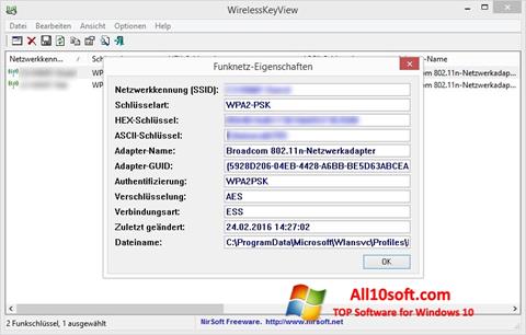 Στιγμιότυπο οθόνης WirelessKeyView Windows 10
