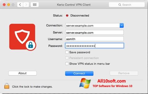 Στιγμιότυπο οθόνης Kerio VPN Client Windows 10