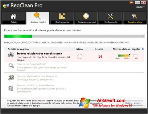 Στιγμιότυπο οθόνης RegClean Pro Windows 10