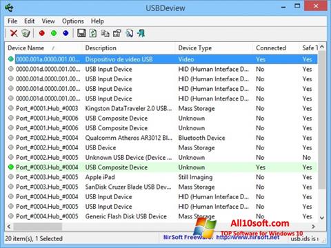 Στιγμιότυπο οθόνης USBDeview Windows 10
