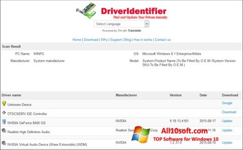 Στιγμιότυπο οθόνης Driver Identifier Windows 10