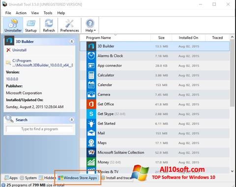 Στιγμιότυπο οθόνης Uninstall Tool Windows 10