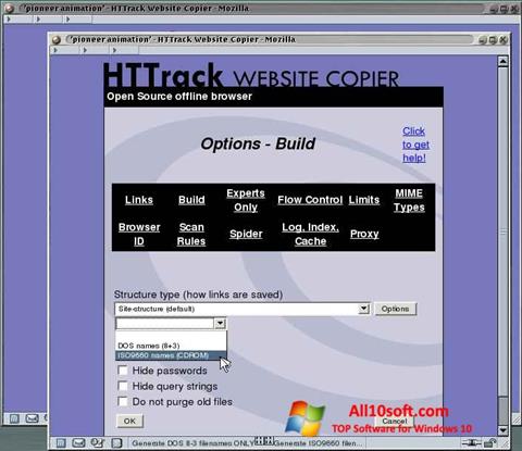 Στιγμιότυπο οθόνης HTTrack Website Copier Windows 10