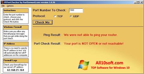 Στιγμιότυπο οθόνης PFPortChecker Windows 10