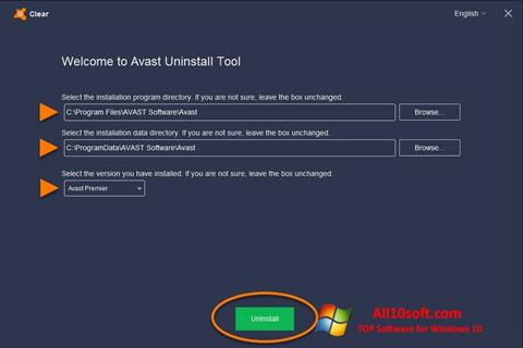 Στιγμιότυπο οθόνης Avast Uninstall Utility Windows 10