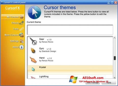 Στιγμιότυπο οθόνης CursorFX Windows 10