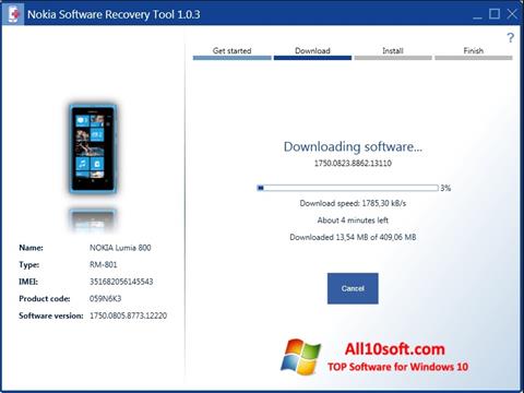 Στιγμιότυπο οθόνης Nokia Software Recovery Tool Windows 10