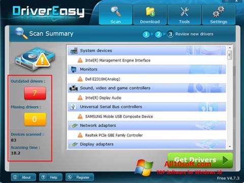 Στιγμιότυπο οθόνης Driver Easy Windows 10