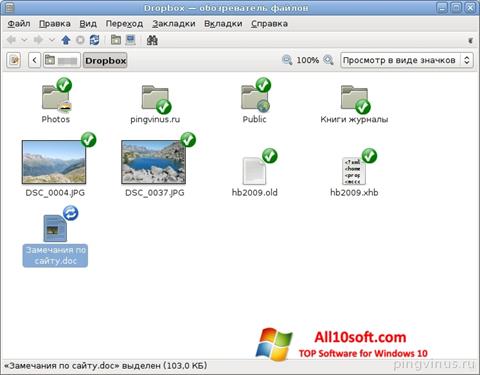 Στιγμιότυπο οθόνης Dropbox Windows 10