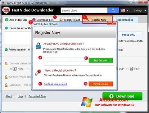 Στιγμιότυπο οθόνης Fast Video Downloader Windows 10