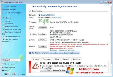 Στιγμιότυπο οθόνης DriverPack Solution Lite Windows 10