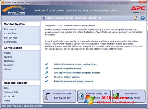 Στιγμιότυπο οθόνης PowerChute Personal Edition Windows 10