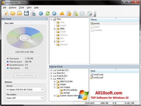 Στιγμιότυπο οθόνης Astroburn Lite Windows 10