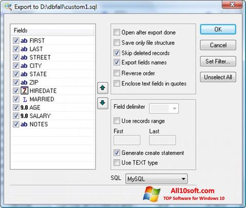 Στιγμιότυπο οθόνης DBF Viewer Windows 10