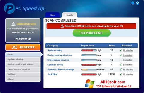 Στιγμιότυπο οθόνης PC Speed Up Windows 10