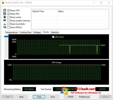 Στιγμιότυπο οθόνης CPU Stability Test Windows 10