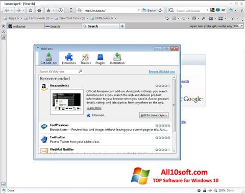Στιγμιότυπο οθόνης Lunascape Windows 10