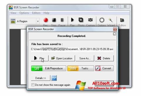 Στιγμιότυπο οθόνης BSR Screen Recorder Windows 10