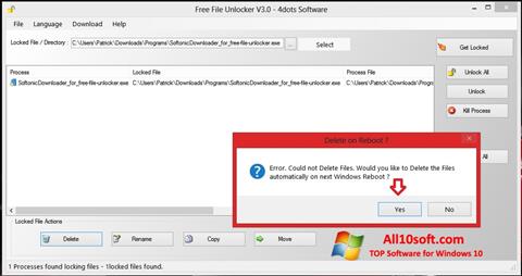 Στιγμιότυπο οθόνης Free File Unlocker Windows 10
