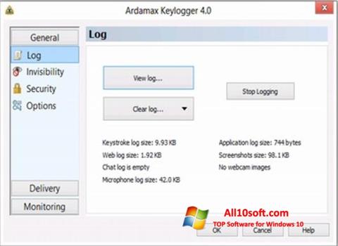 Στιγμιότυπο οθόνης Ardamax Keylogger Windows 10