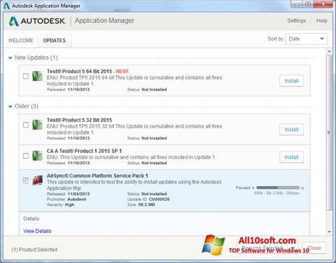 Στιγμιότυπο οθόνης Autodesk Application Manager Windows 10