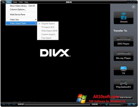 Στιγμιότυπο οθόνης DivX Player Windows 10