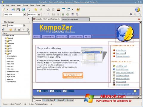 Στιγμιότυπο οθόνης KompoZer Windows 10