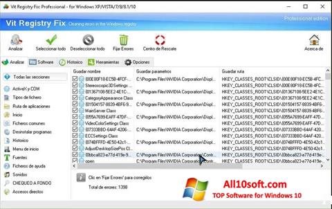Στιγμιότυπο οθόνης Vit Registry Fix Windows 10