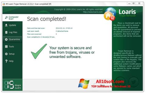 Στιγμιότυπο οθόνης Trojan Remover Windows 10