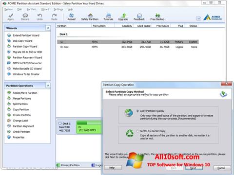 Στιγμιότυπο οθόνης AOMEI Partition Assistant Windows 10