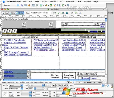 Στιγμιότυπο οθόνης Macromedia Dreamweaver Windows 10